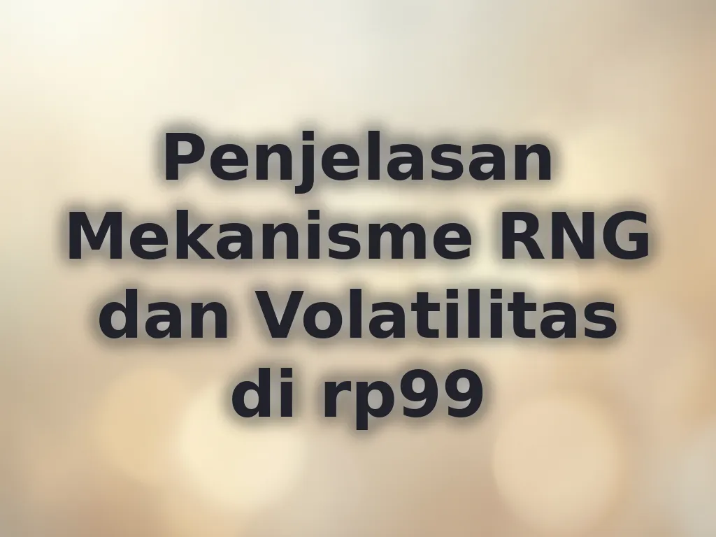 Penjelasan Mekanisme RNG dan Volatilitas di rp99